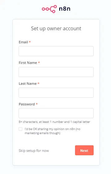 n8n sign up